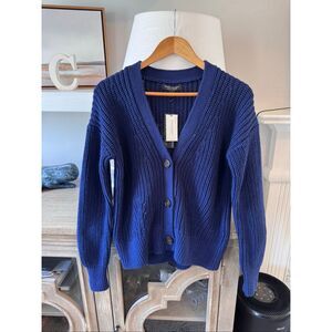 NWT Banana Republic Organic Cotton Blue Knit Cardigan Size XS